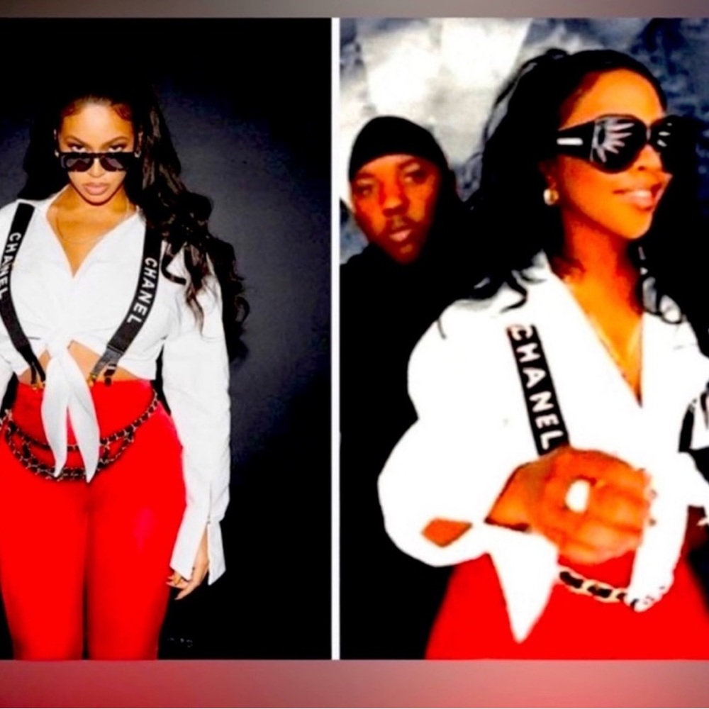 lil kim 90s rap suspenders